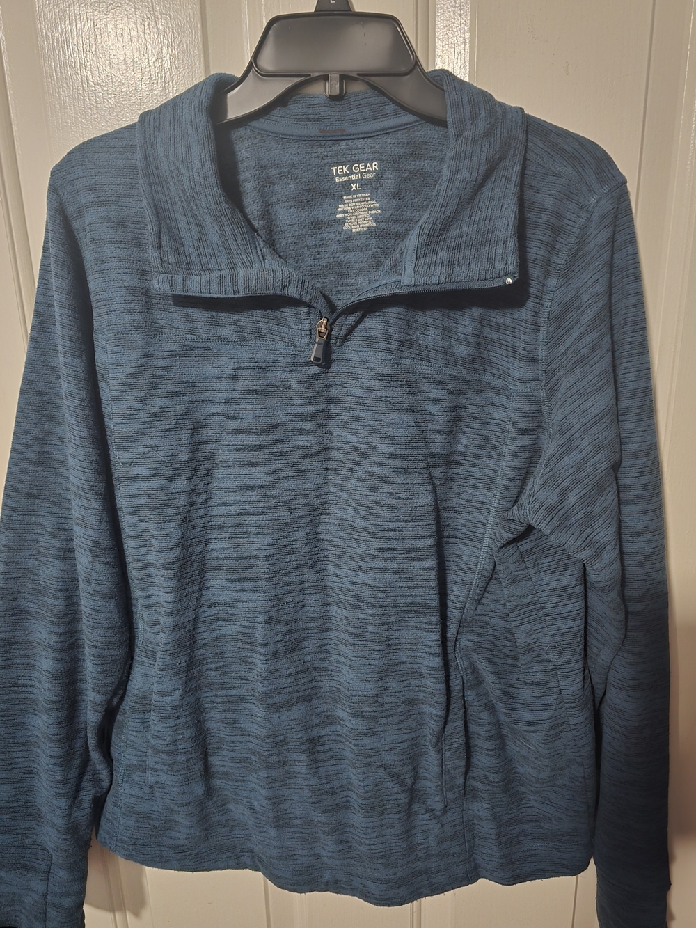 tek gear blue heathered quarter-zip pullover